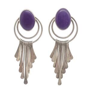 Navajo Sterling Silver Purple Earrings 925 Drop Richard Begay RB Dangle Western